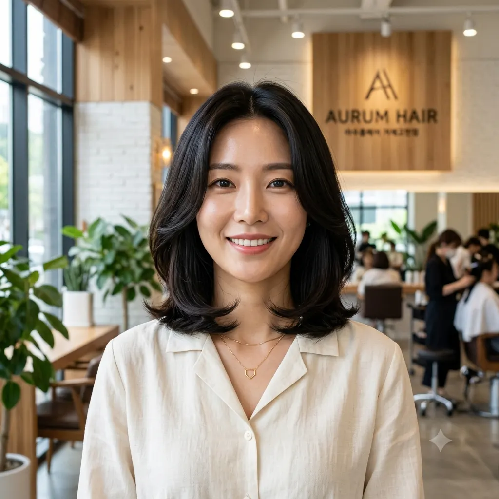 여성 미디엄 레이어드 헤어스타일